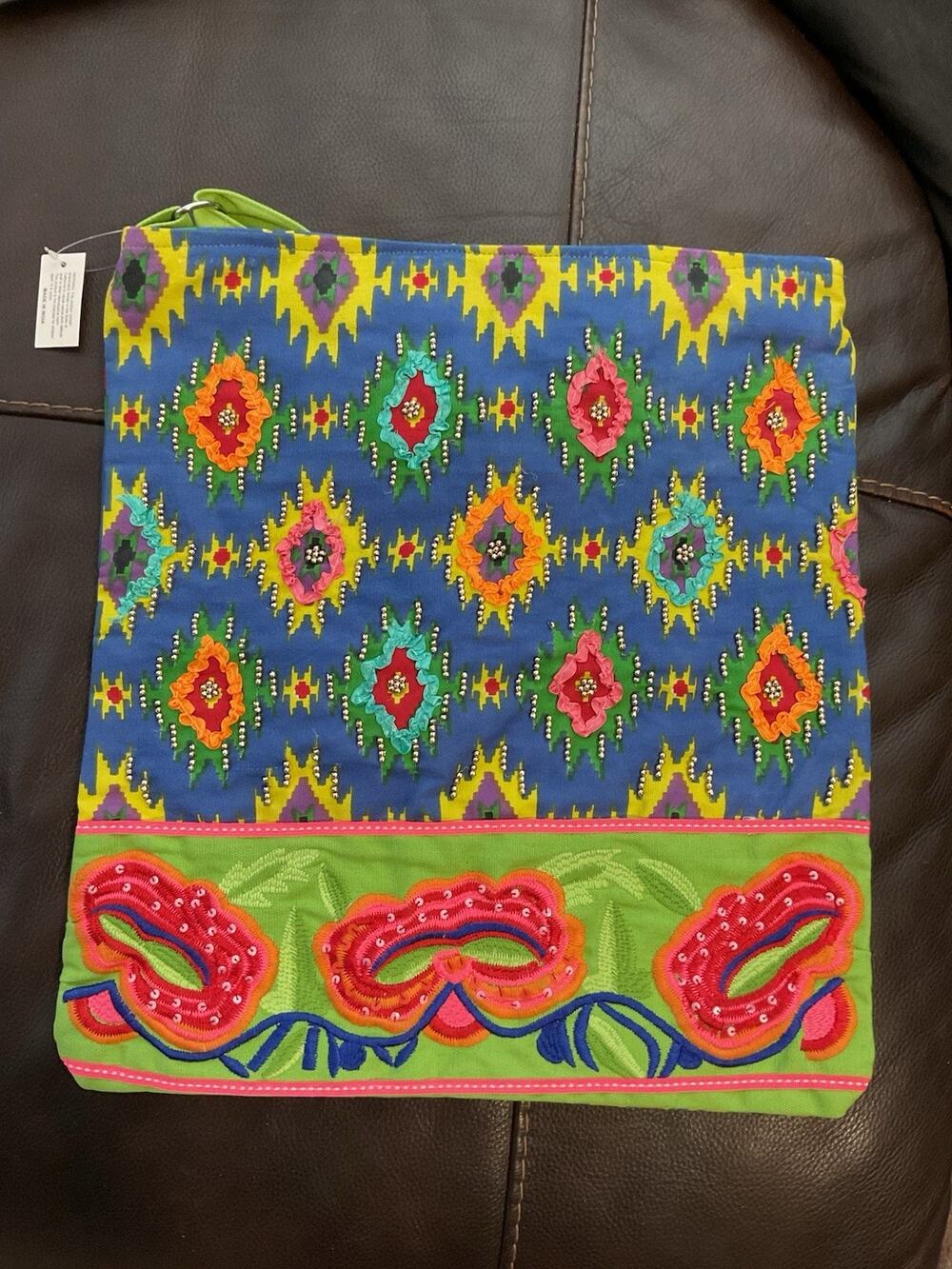Purse Bag Tote Blue Green 15x16 New